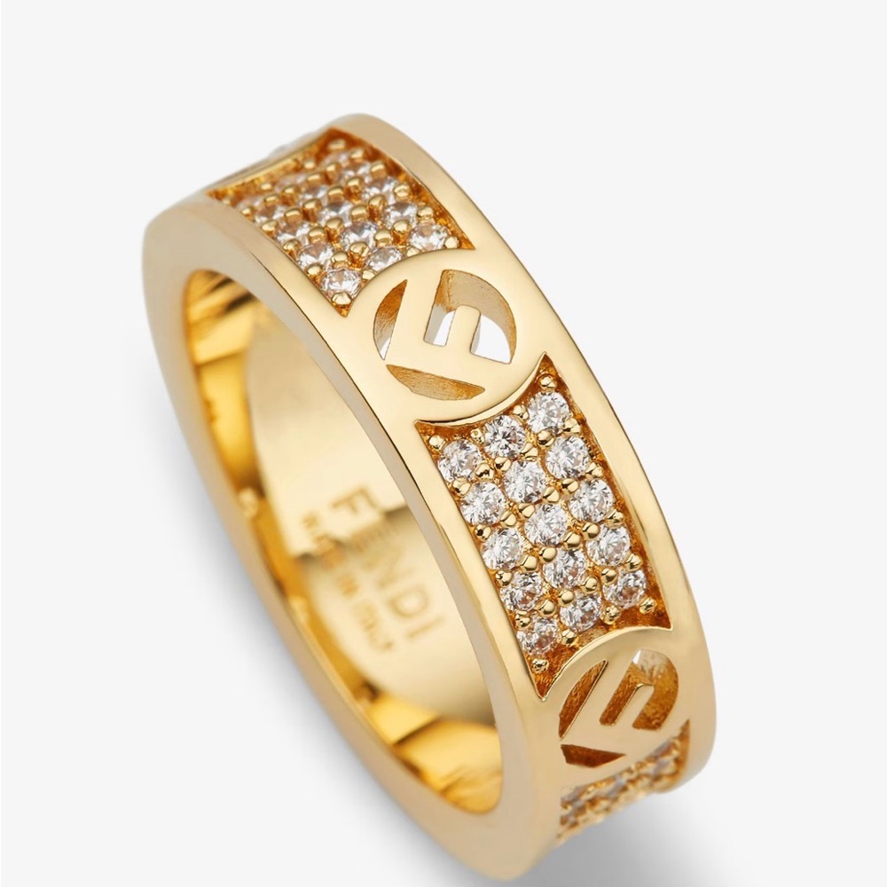 Fendi Ring with Crystal Accents - Size Small